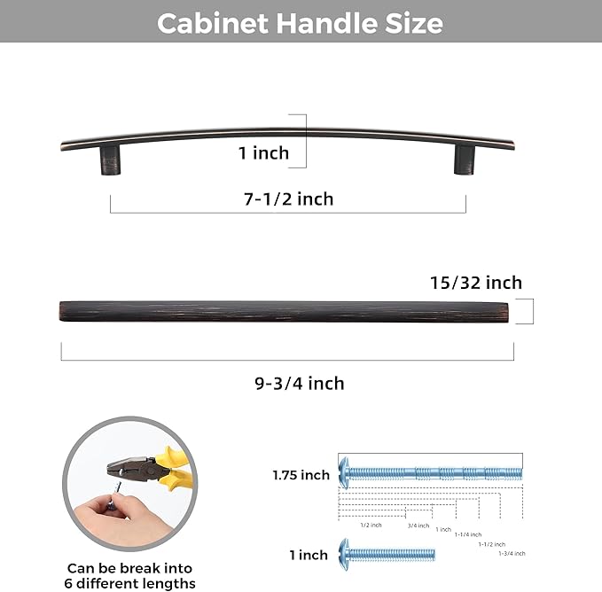 5 Pack Cabinet Handles 7.5" Hole Center - Image 3