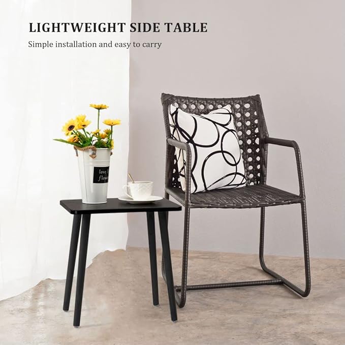 FORAOFUR Black Side/End Table, Minimalist Wooden Small Accent Table - Image 7