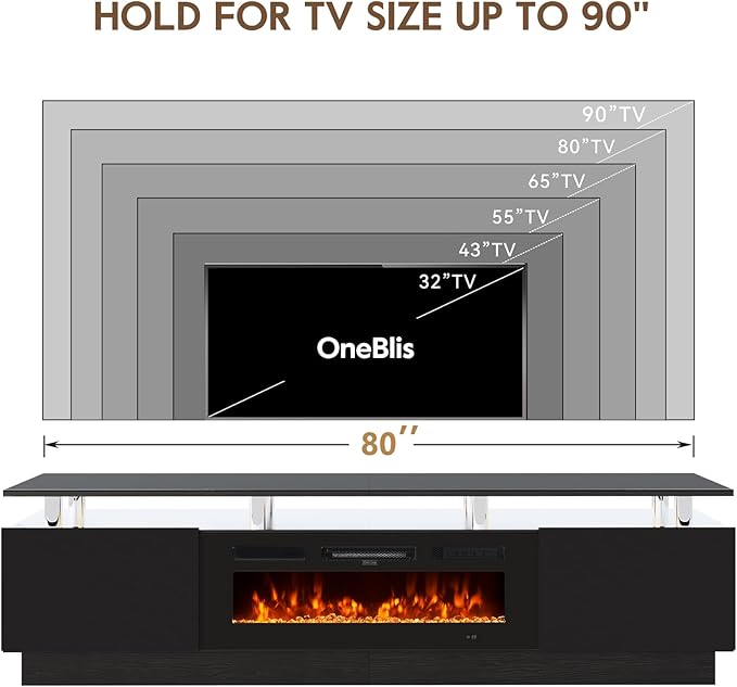 80" TV Stand for Living Room, Large Entertainment Center & Media Console - Image 7