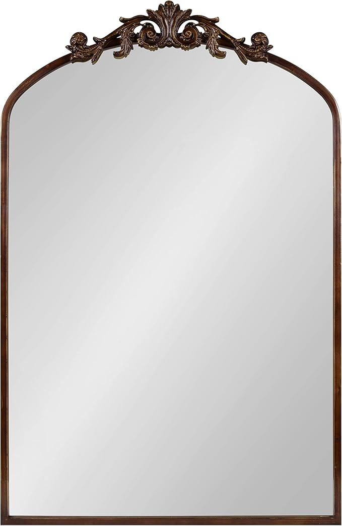 Kate and Laurel Arendahl Ornate Traditional Arched Mirror; 24 x 36; Bronze; - Image 2