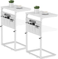 Vagusicc C Shaped End Table, Adjustable Height Small Couch Side Table by Vagusicc