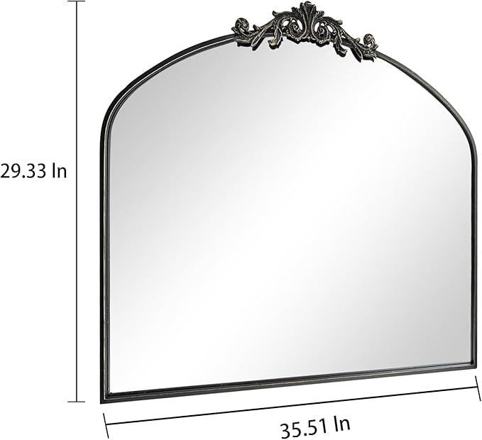 WAMIRRO Ornate Black Mirror, Vintage Arched Baroque Antique Mirorrs - Image 3