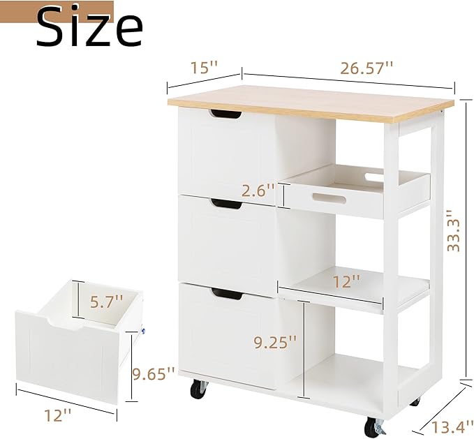 Shintenchi Kitchen Island Cart - Image 5