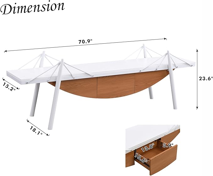 1 Tier Modern Boat-Shaped Bookshelf - Image 3