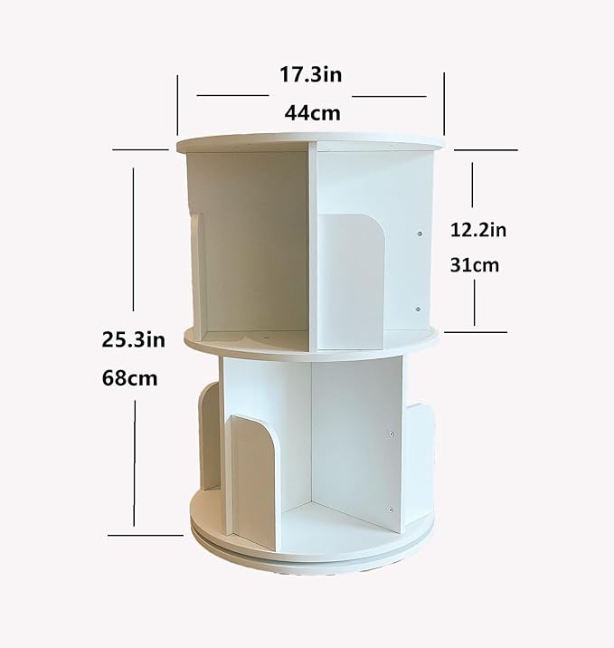 Heehee Wooden Rotating Bookshelf 360 Display Floor Standing Bookcase Storage - Image 2