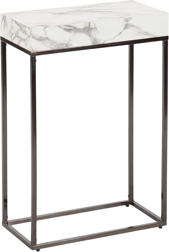 Kate and Laurel Karlsen Modern Faux Marble and Metal Narrow Side Table by KateandLaurel