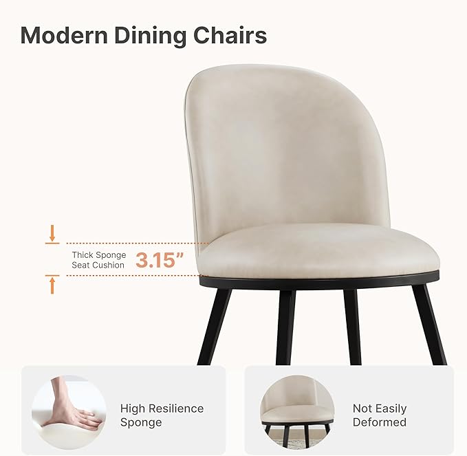 Dining Chairs Set of 6, Faux Leather Upholstered Dining Room Chairs - Image 3