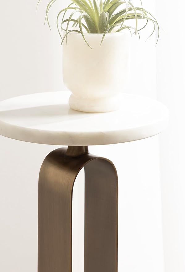 Kate and Laurel Helio Modern Round Marble Drink Table, Natural Marble Martini - Image 5