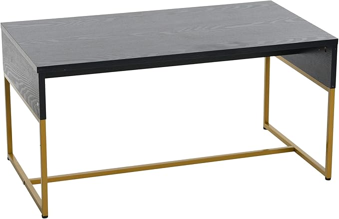 Household Essentials Wrap Rectangular Coffee Table Black Oak Wood Grain and by HouseholdEssentials