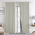 Joydeco Natural Linen Curtains 120 inch Length 2 Panels Set Burg 100% Blackout by JOYDECO