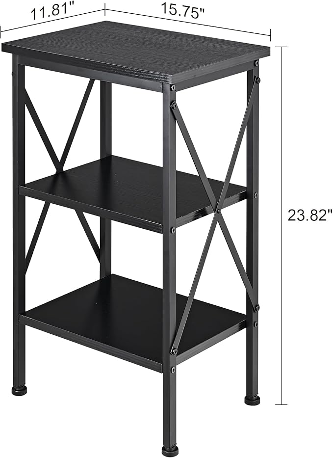 VECELO End Table Set of 2, Bedside Table, X-Design Reinforced Nightstands - Image 3