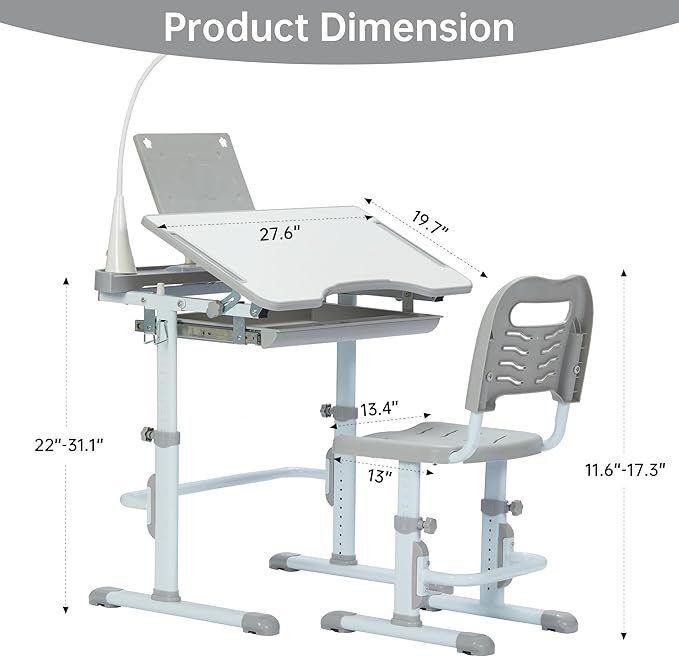 Real Relax Kids Desk and Chair Set, Children's Multifunctional School Tables - Image 3