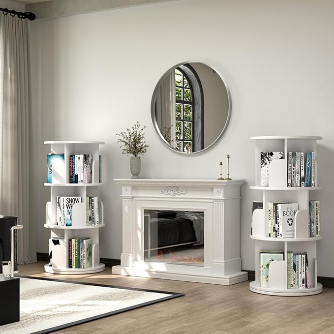 Nidouillet Rotating Bookshelf, Revolving Bookcase 360 Display Round Bookshelf - Image 8