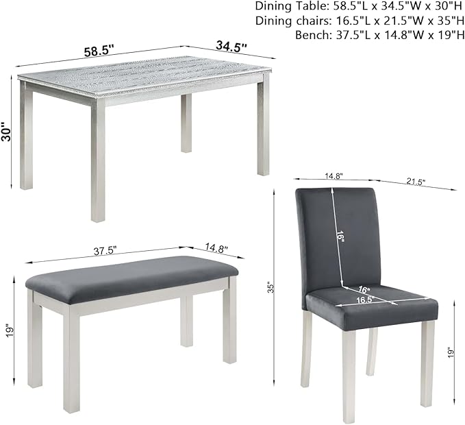 Dining Table Set for 5, 6 Piece Dining Room Table Set - Image 4