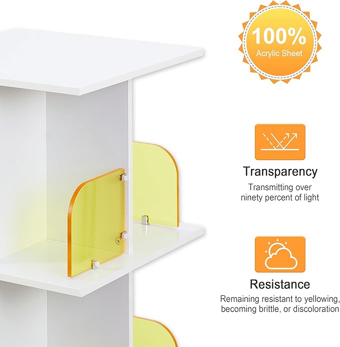 VECELO 4-Tier Rotating Bookshelf on Wheels, Revolving Bookcase Tower, Mobile - Image 6