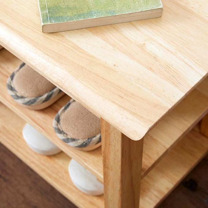 XKZG Storage Bench Wooden Shoe Rack Bench Simple Style Wood Entryway Bench - Image 5