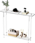 Sleek Modern 2-Tier Acrylic Console Table, 39.4" L x 7.6" W x 31.5" H by SmittenLife