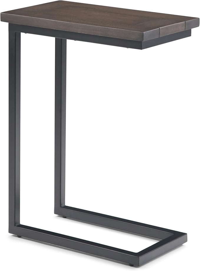 SIMPLIHOME Skyler 18-inch Wide Solid Mango/Metal Industrial C-Shaped End Table by SimpliHome