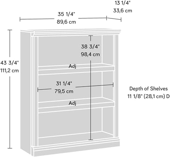Sauder Miscellaneous Storage 3 Bookcase/Book Shelf, L: 35.28" x W: 13.23" x H: - Image 10