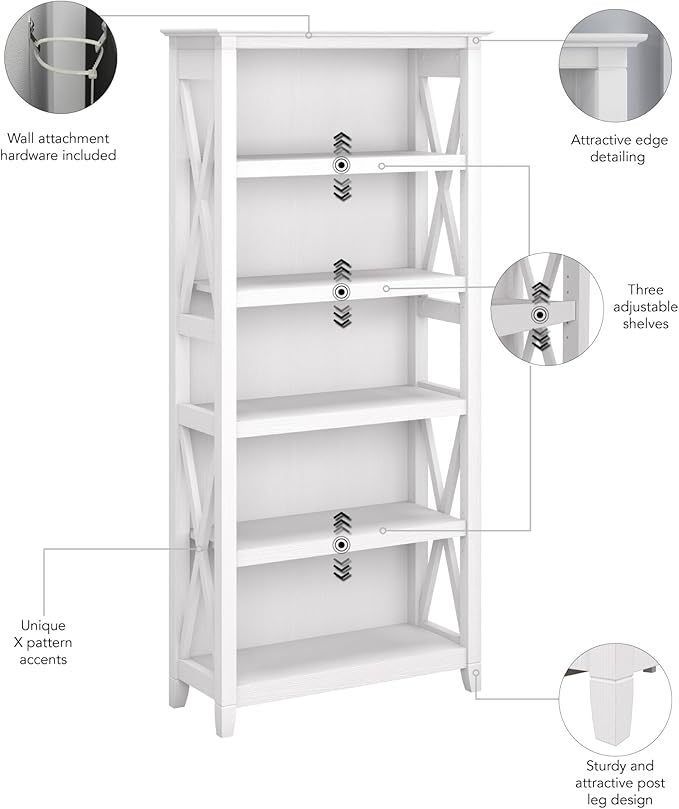 Bush Furniture Tall 5 Shelf Bookcase - Image 5