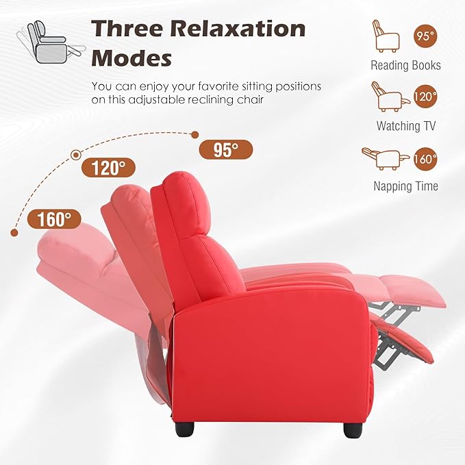 BestMassage | Recliner Chair | No Massage Function | Pu Red | - Image 6
