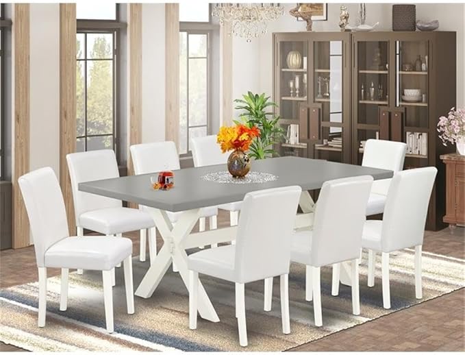 East West Furniture X097AB264-9 9 Piece Dining Table Set Includes a Rectangle - Image 2