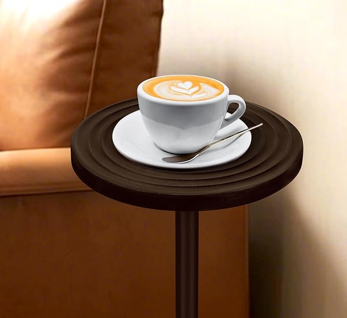 ZYBT Pedestal Side Table, 10.24" Natural Wood Round Coffee Table, Drink Table - Image 4