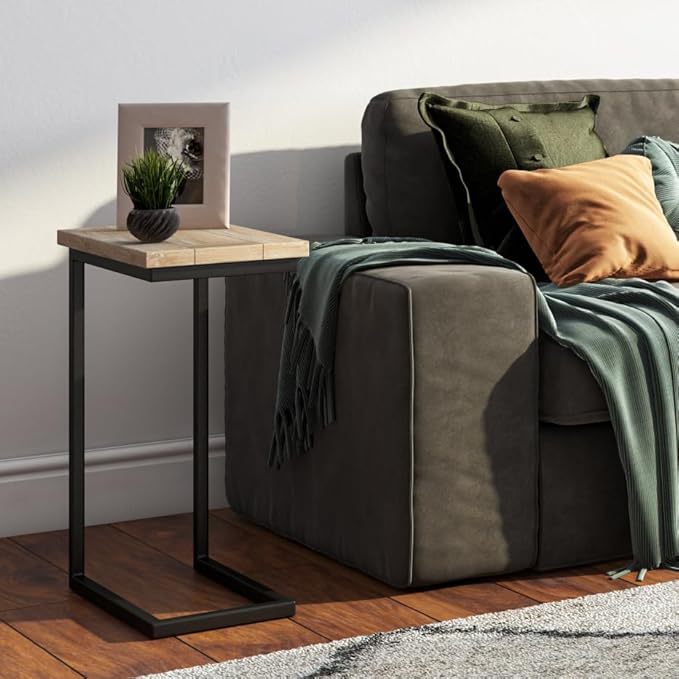 SIMPLIHOME Skyler 18-inch Wide Solid Mango/Metal Industrial C-Shaped End Table - Image 2