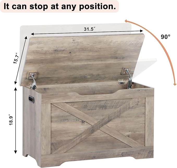 Storage Chest, Wooden Storage Bench, Entryway Shoes Bench - Image 3