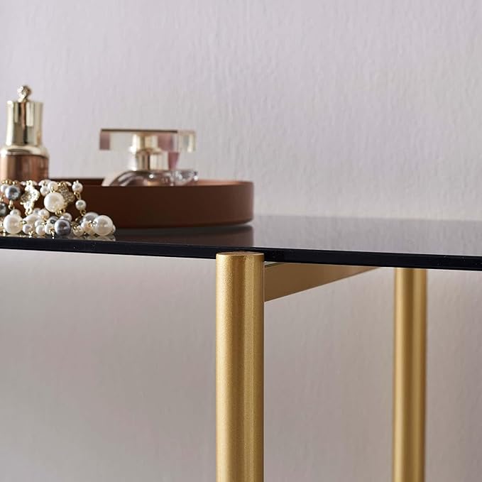 Glass Console Table for Living Room, Foyer & Entrance, 2-Tiers Mid-Century - Image 9