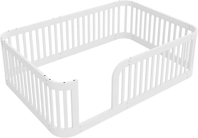 Full Floor Bed with High Fence and Rounded Corner Design, Montessori Floor Bed - Image 9