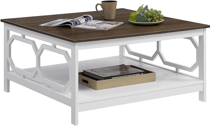 Convenience Concepts Omega Square 36" Coffee Table, Driftwood Top / White Frame - Image 4