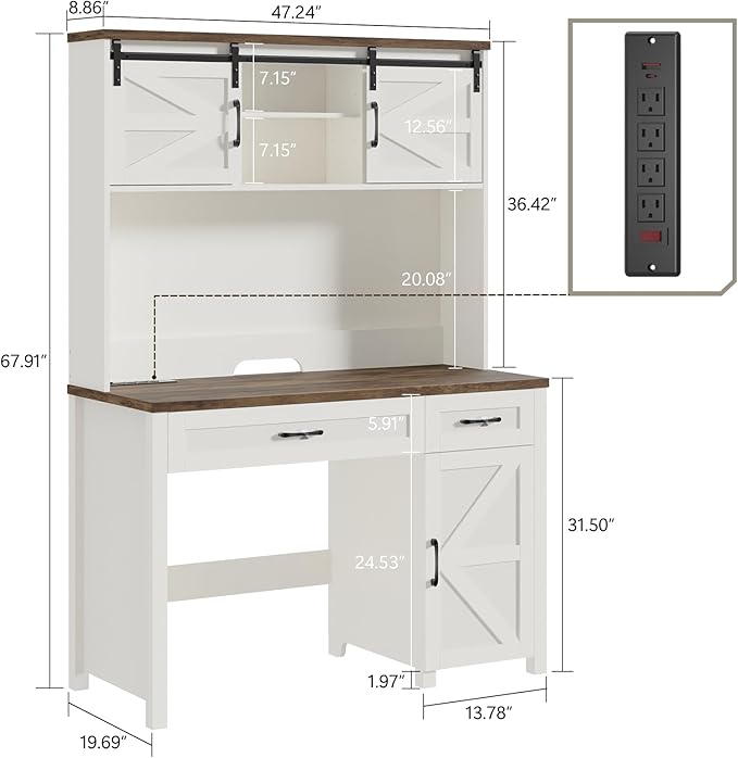 Farmhouse 47" Executive Desk, Computer Desk - Image 2
