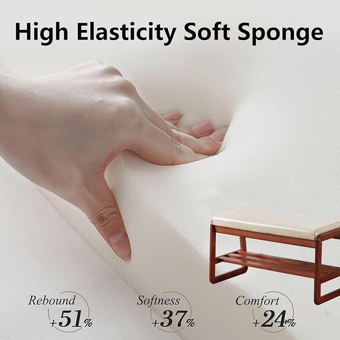 Solid Wood Shoe Bench, 2-Tier Wooden Entryway Bench, Modern Shoe Rack - Image 3