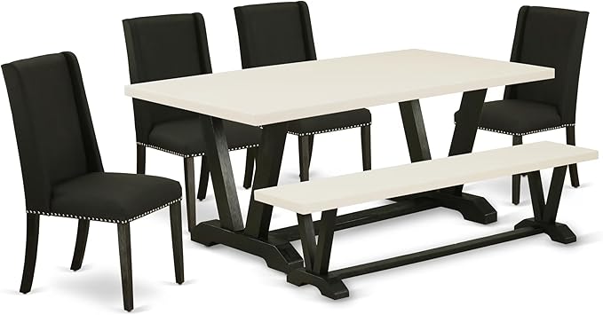East West Furniture V627FL624-6 6 Piece Dining Room Table Set Contains a by EastWestFurniture