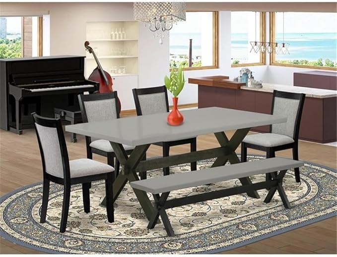 East West Furniture X697MZ606-6 6 Piece Dinette Set Contains a Rectangle Dining - Image 2