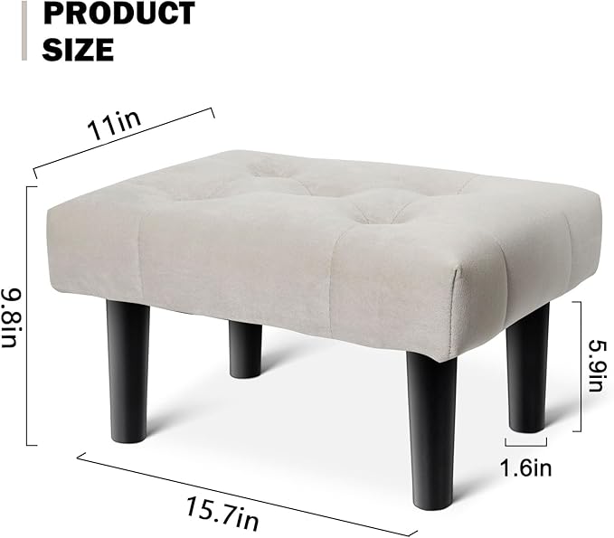 HOUCHICS Small Footstool Ottoman, Velvet Soft Footrest Ottoman - Image 2
