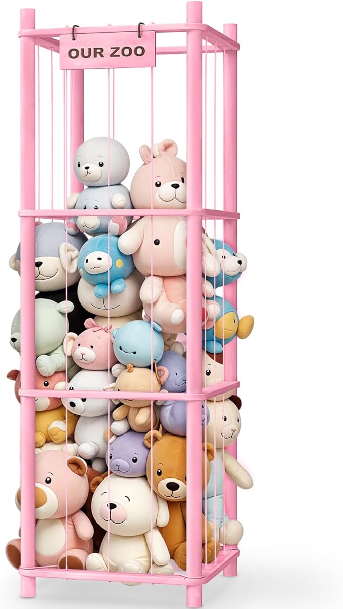 Stuffed Animal Storage & Organizer, Wooden Cute Zoo Toy Holder by CraftingNatureandComforts
