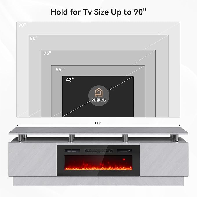 80" TV Stand & Entertainment Center, Media Console - Image 6
