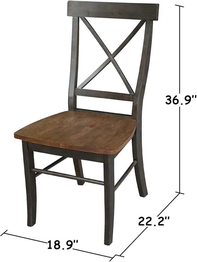 Set of Two X-Back Dining Chairs, Hickory/Washed Coal - Image 7