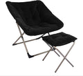 Kokel Plush Folding Chair and Ottoman Padded Metal Frame Living Room Chair by Unknown