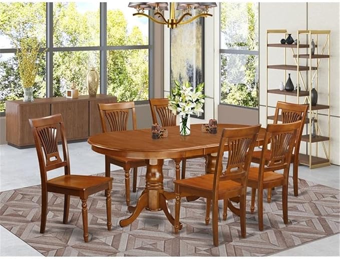 East West Furniture PLAI7-SBR-W 7 Piece Dining Room Furniture Set Consist of an - Image 2