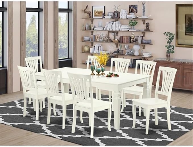 East West Furniture LGAV9-LWH-W 9 Piece Dining Room Furniture Set Includes a - Image 2