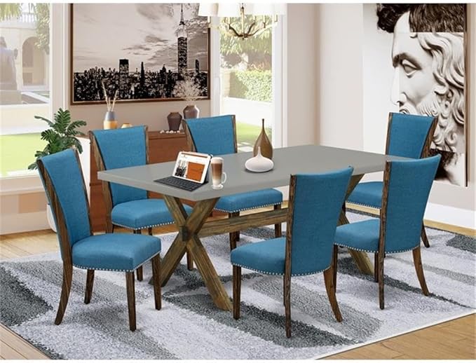 East West Furniture X797VE721-7 7 Piece Modern Dining Table Set Consist of a - Image 2