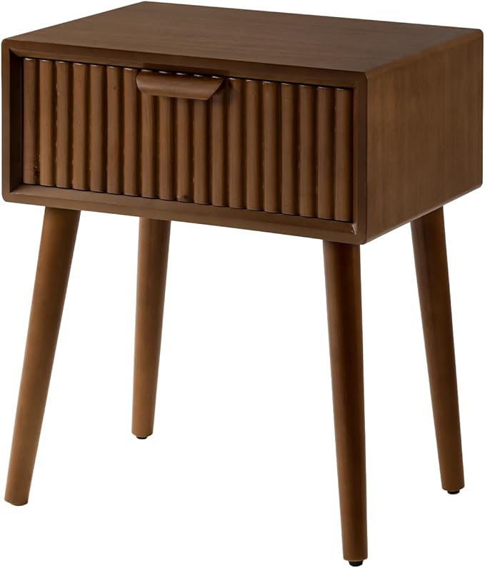 COSIEST Modern End Table w Striped Pattern, Mid-Century Nightstand w Storage - Image 10