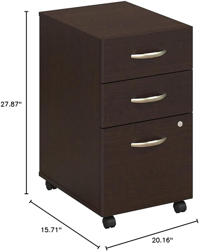 Bush Business Furniture Series C 3 Drawer Mobile File Cabinet in Mocha Cherry - Image 3