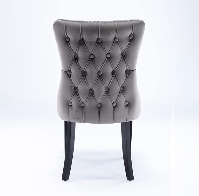 PacknWood Acosure Set of 2 Velvet Upholstered Wing-Back Dining Chair - Image 4