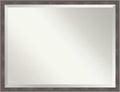 Amanti Art Grey Wall Mirror 33x43 Pinstripe Lead Grey Rectangle Bathroom Mirror by AmantiArt