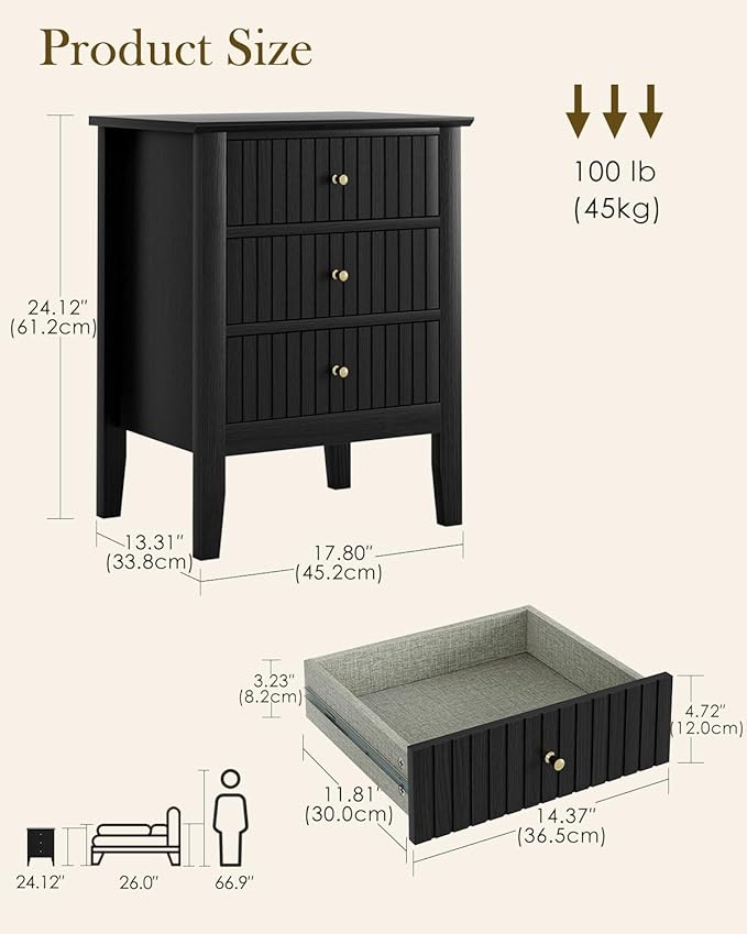 Fluted Nightstand, Farmhouse Night Stand - Image 2