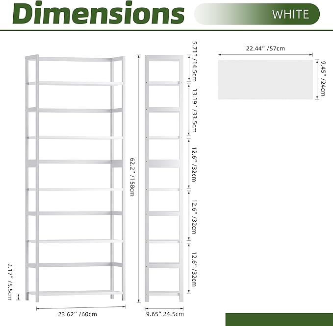 5-Tier Bookshelf, Industrial Bookcase - Image 3